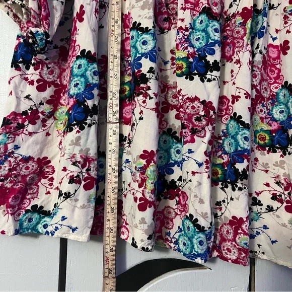 Umgee Multicolor Floral Lightweight 3/4 Sleeve Tunic Top Bohemian Floral Dress M - Picture 7 of 10